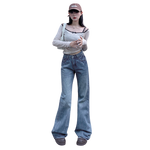 Blue Whiskers Flare Jeans-INNBLAC Fashion Apparel