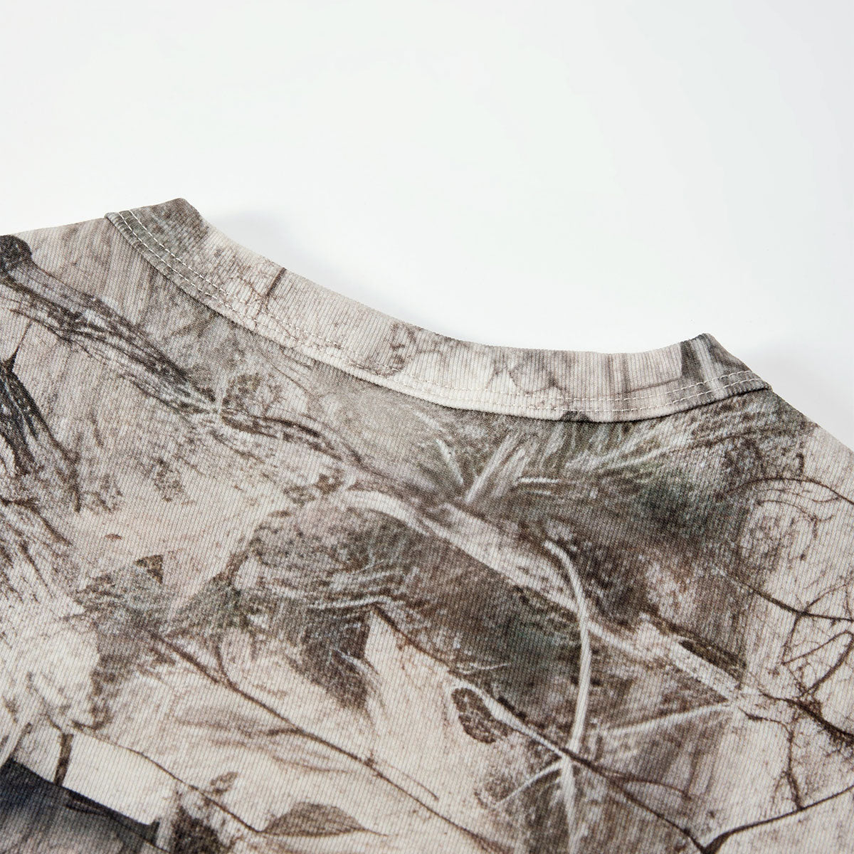 Forest Print Camo Cropped Short Sleeve Nature Tee