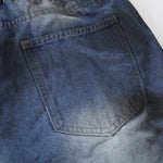 Grungy Wash Ripped Hem Denim Bermuda Shorts