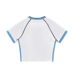Contrast V-Neck Slim Fit Cropped Y2K Tee