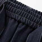 High Waist Tie Belt Relaxed Denim Shorts