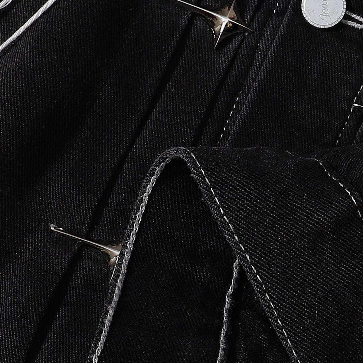 Abstract White Embroidery Denim Jacket