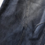 Faded Wash Panel Stitching Barrel-Leg Jeans