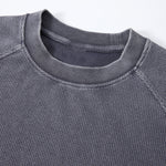Boxy Waffle Washed Distressed Raglan Tee