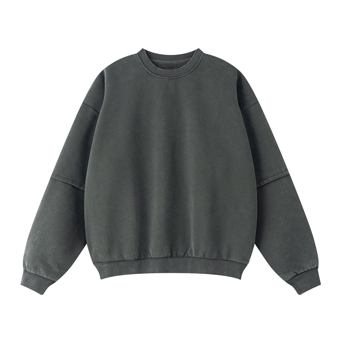 Crew Neck Mock Two-Layer Fleece Sweatshirt
