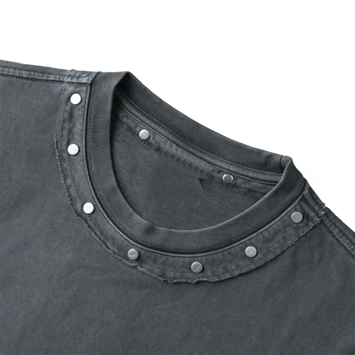 Rivet Detail Washed Boxy Fit T-Shirt