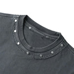 Rivet Detail Washed Boxy Fit T-Shirt