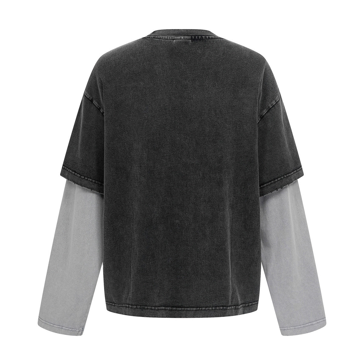 Layered Sleeve Two-Tone Oversized Streetwear T-Shirt