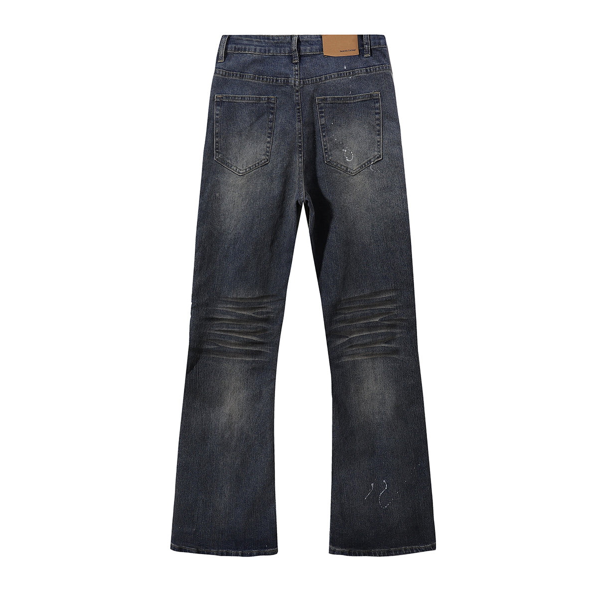 Distressed Dark Denim Vintage Wash Flared Jeans