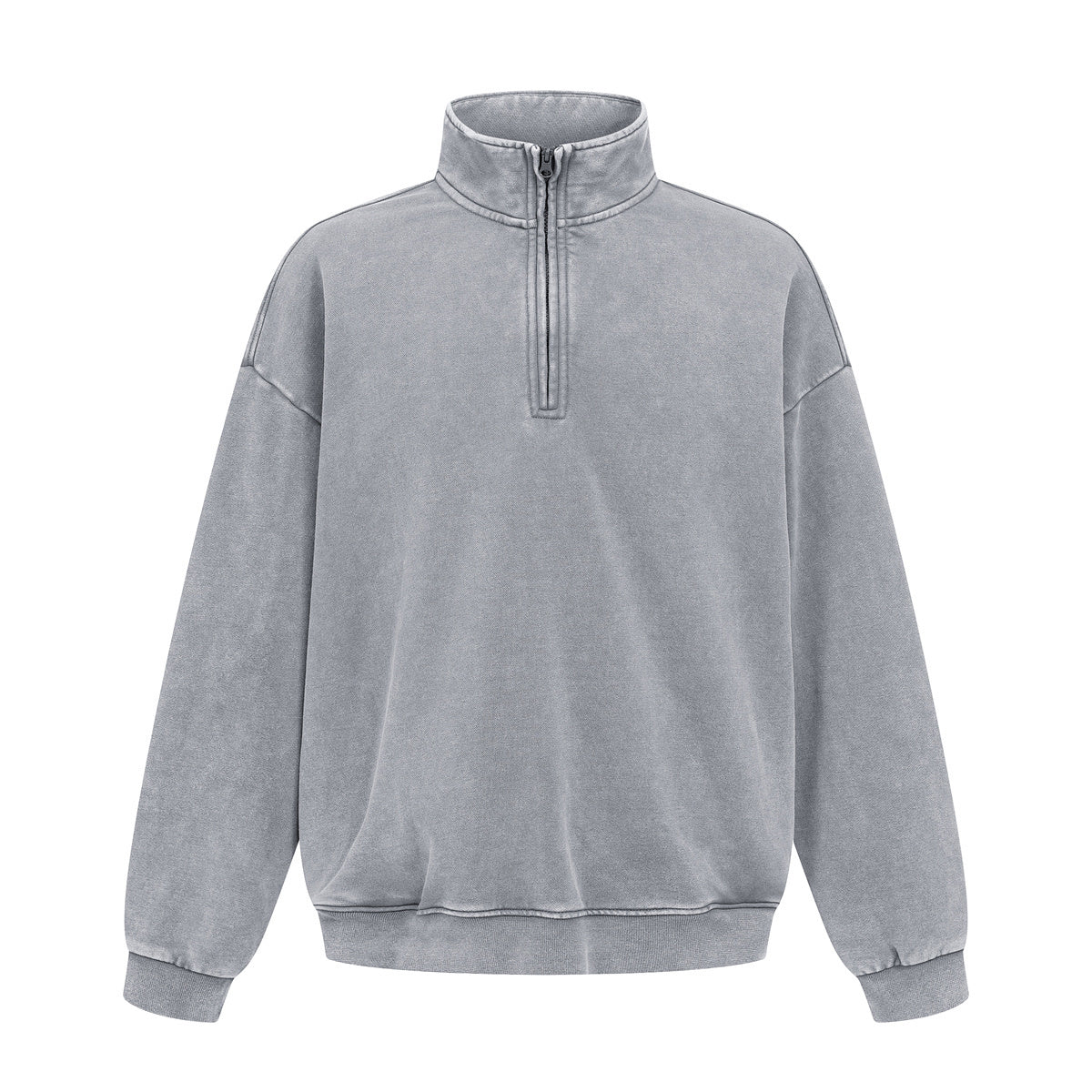 Distressed Wash Comfort Zip Pullover Sweatshirt