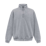 Distressed Wash Comfort Zip Pullover Sweatshirt