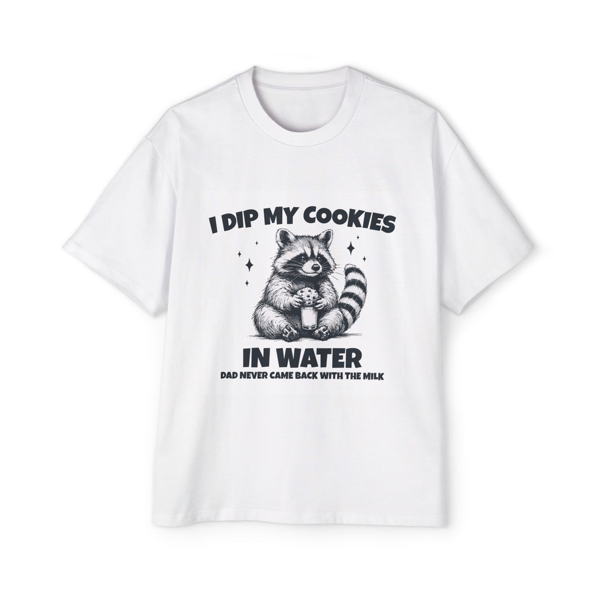 Raccoon Dip Cookie In Water Graphic Tee-INNBLAC Fashion Apparel