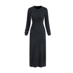 Slim Fit Long Sleeves Ribbed Midi Dress