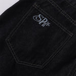 Celestial Star Embroidery Faded Wide Leg Jeans