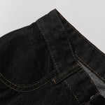 Contrast Stitching Detail Wide Leg Denim Pants