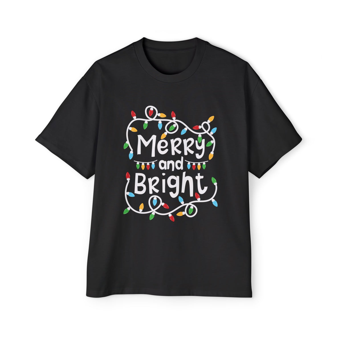 Merry And Bright Christmas Light Graphic Tee-INNBLAC Fashion Apparel