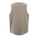 Wax-Dye Waffle Knit Vintage Washed U-Neck Vest