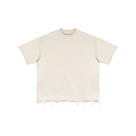 Camiseta lavada y desgastada de peso pesado de 9.3 oz