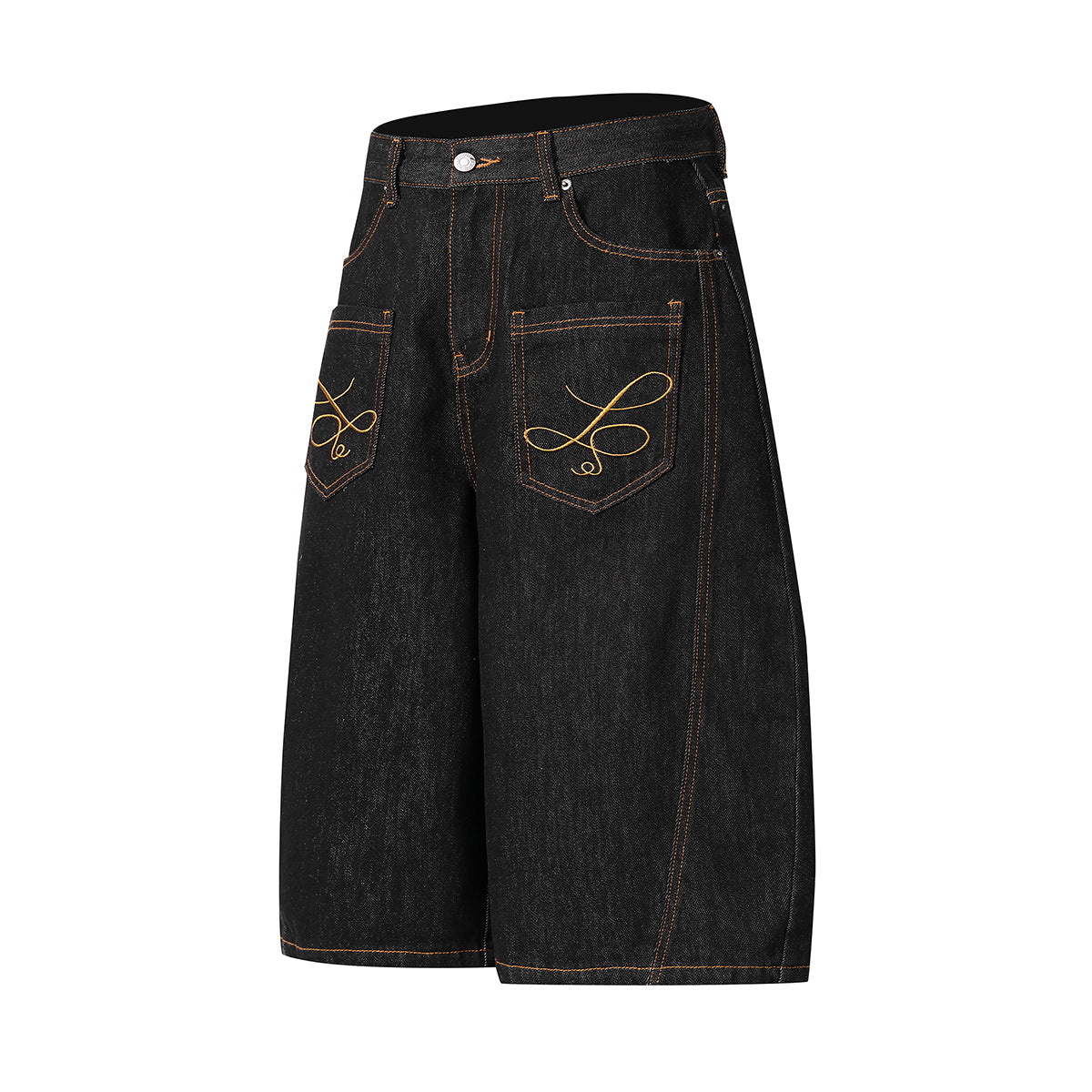 Wide Leg Embroidery Selvedge Bermuda Shorts