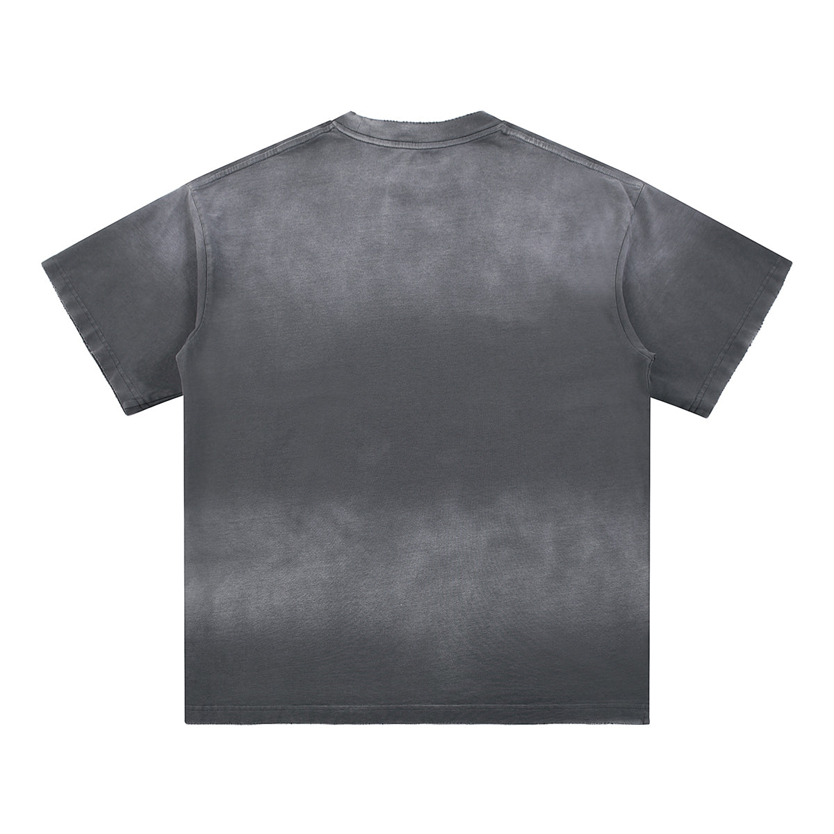 Gradient-Fade Distressed Edge Cotton Tee 7.8oz