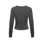Long-Sleeve Ribbed Henley Top 8.25oz