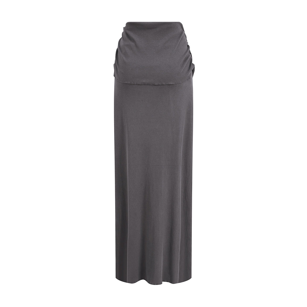 High Waist Ruched Knit Maxi Skirt