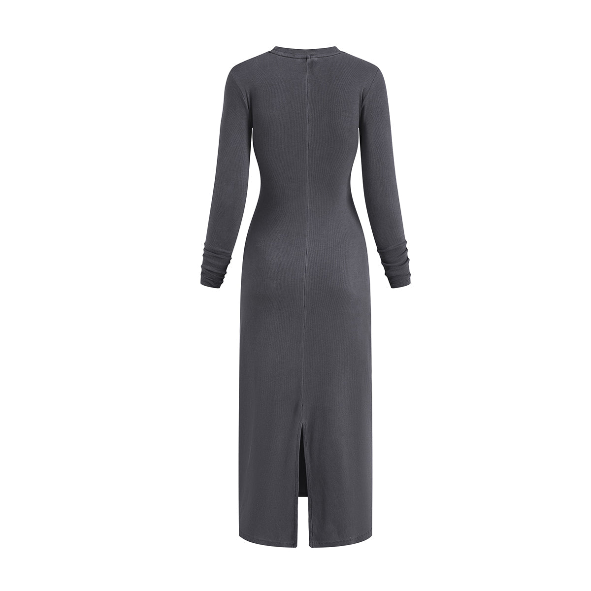 Slim Fit Long Sleeves Ribbed Midi Dress