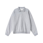 Relaxed Fit Solid Color Polo Neck Sweatshirt