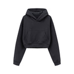 Solid Kangaroo Pocket Crop Hoodie