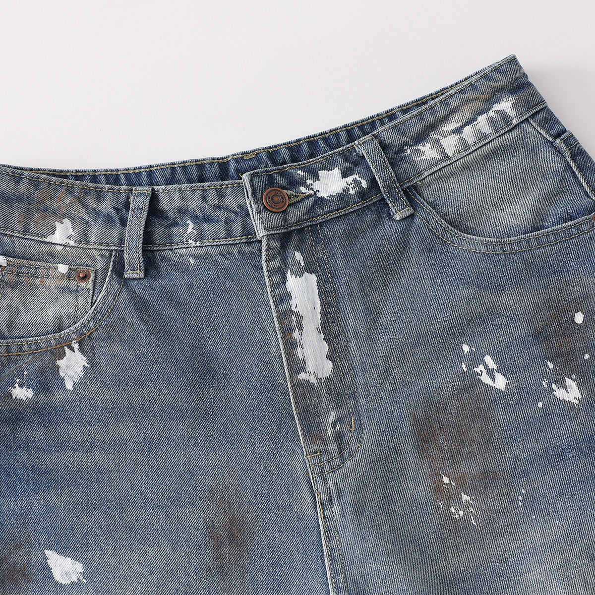 Paint Splatter Heavy Ripped Washed Jeans