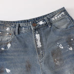 Paint Splatter Heavy Ripped Washed Jeans