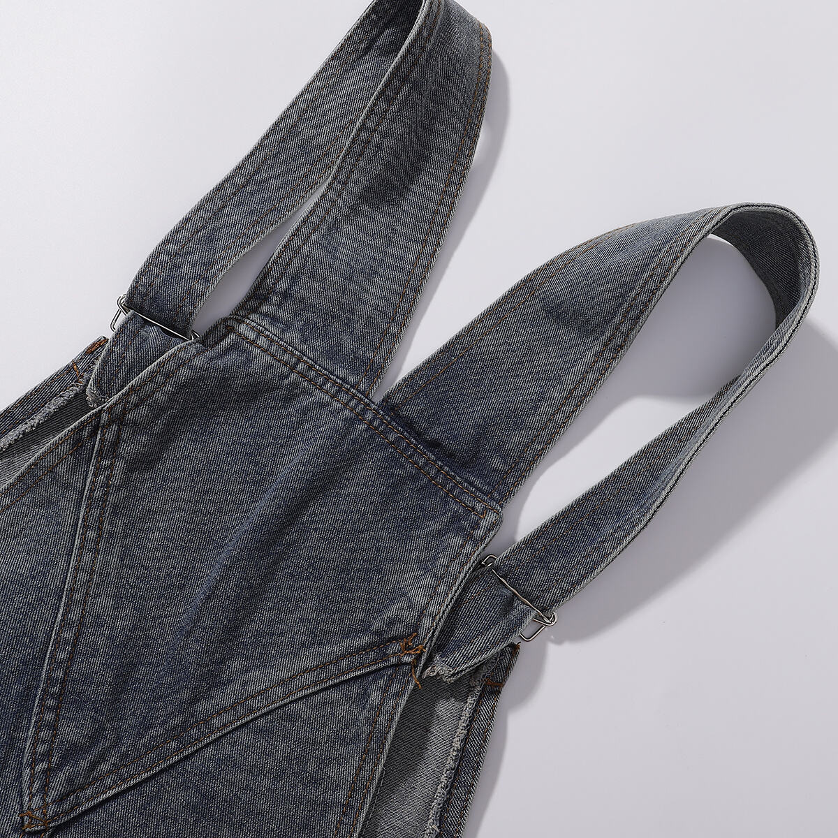 Embroidery Patchwork Denim Cargo Overalls