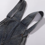 Embroidery Patchwork Denim Cargo Overalls