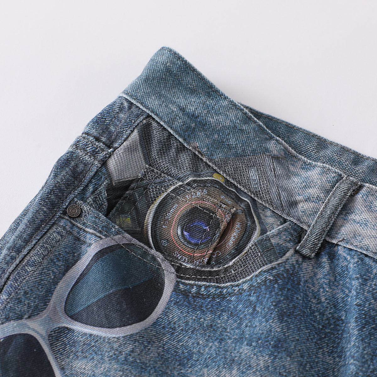 Cartoon Printed Baggy Denim Pants