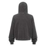 Vintage Washed Oversized Zip Up Distressed Hoodie