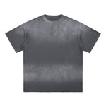Gradient-Fade Distressed Edge Cotton Tee 7.8oz