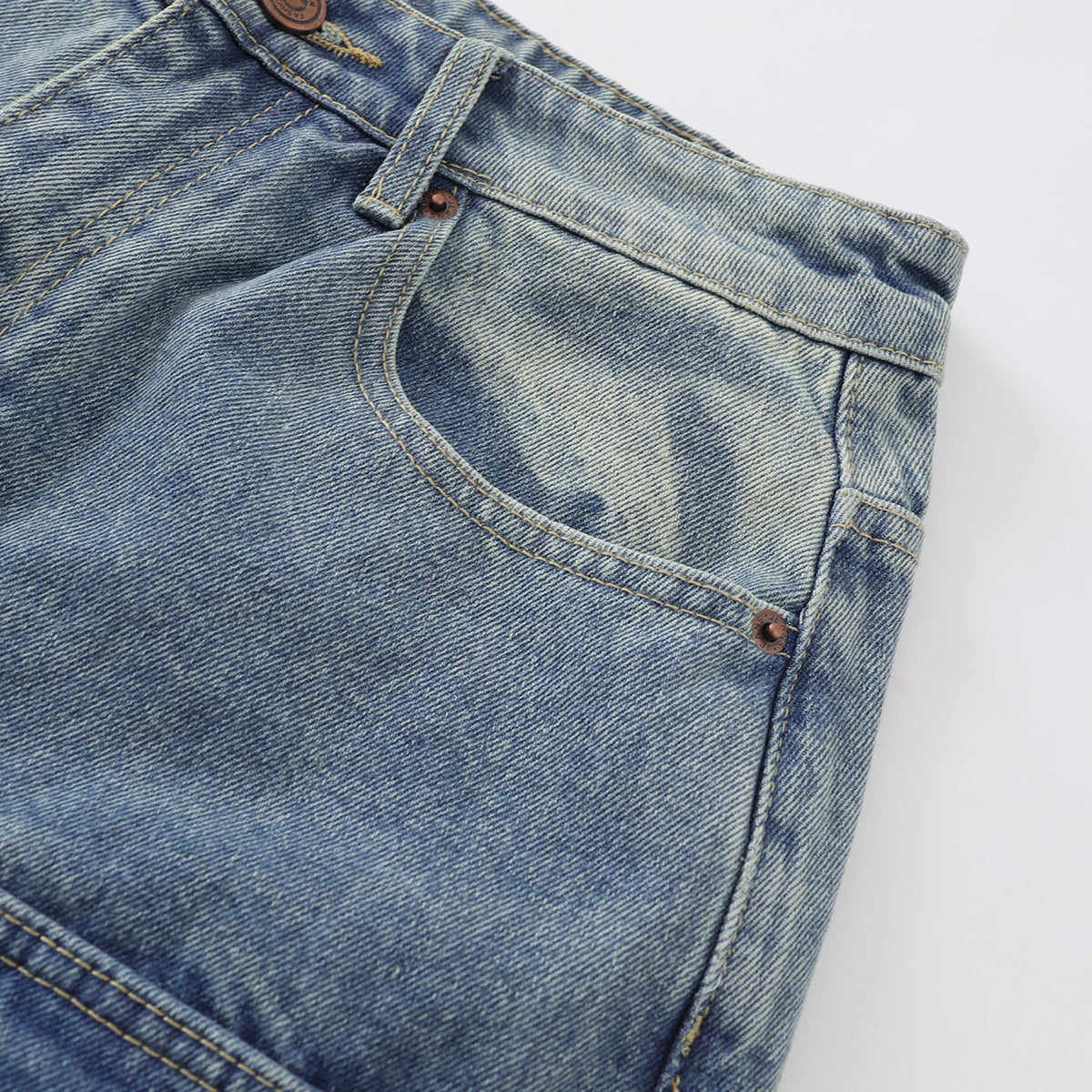 Multi-Pocket Cargo Denim Bermuda Shorts
