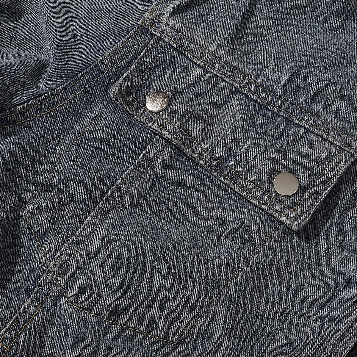 Zip-Up Washed Denim Jacket