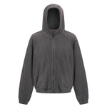 Vintage Washed Oversized Curved Stitch Zip Hoodie