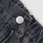 Utility Wide Leg Distressed Denim Jeans