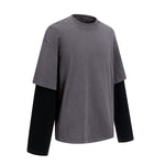 Layered Sleeve Two-Tone Oversized Streetwear T-Shirt