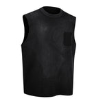 Chest Pocket Knit Sleeveless Relaxed Fit Muscle Tank