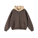Zip-Up Loose Fit Plush-Lined Hoodie