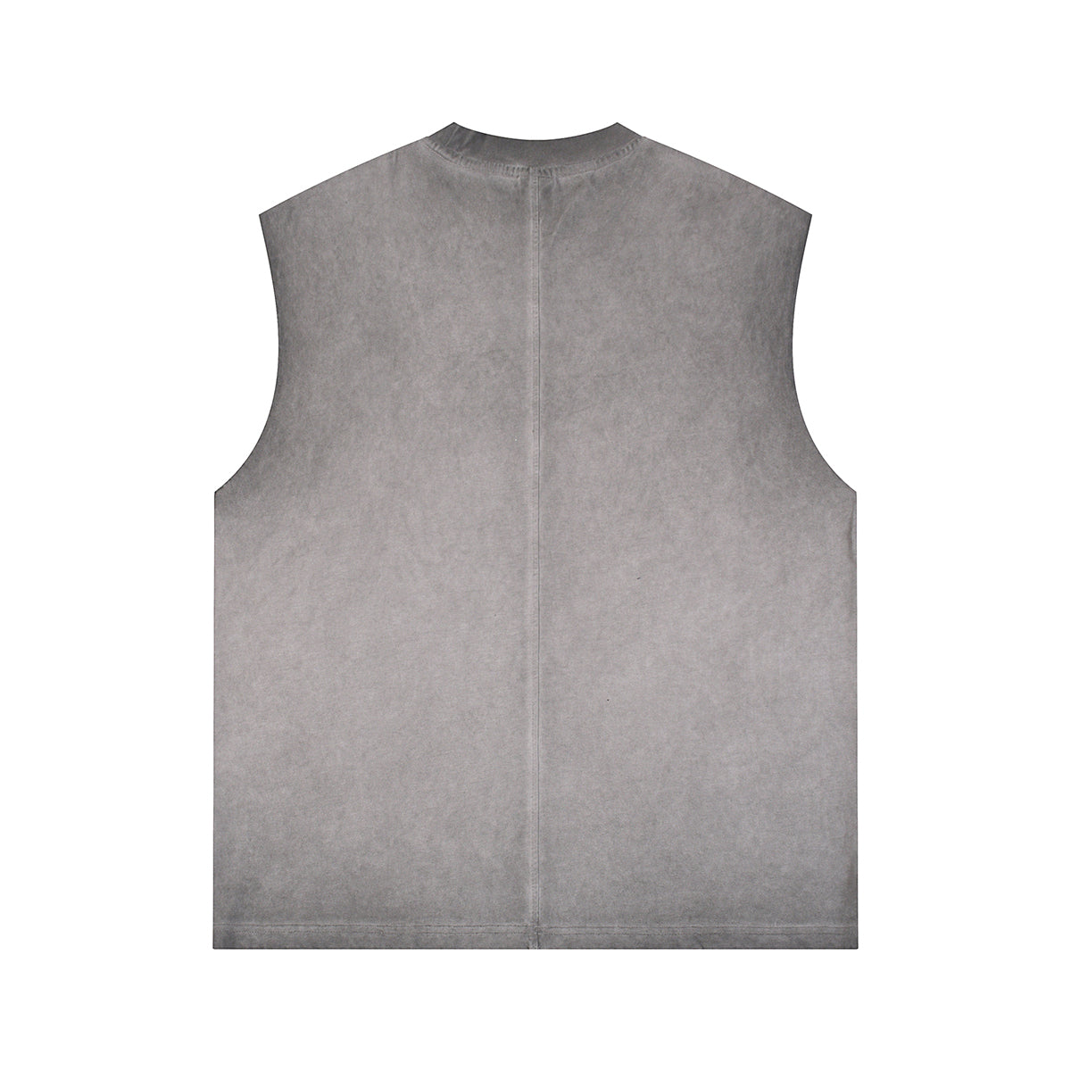 Camiseta sin mangas con borde sin rematar y costura trasera de 7.5 oz