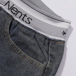 Elastic Waistband Wide Leg Denim Pants