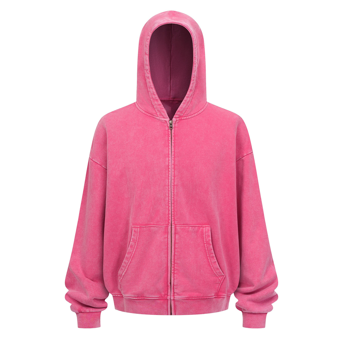 Double Yarn Vintage Washed Zippered Comfort Hoodie