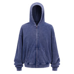Double Yarn Vintage Washed Zippered Comfort Hoodie