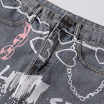 Streetwear Graffiti Printed Baggy Jeans