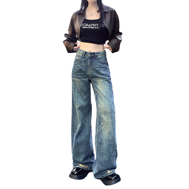 Hem Ripped Whiskers Jeans-INNBLAC Fashion Apparel