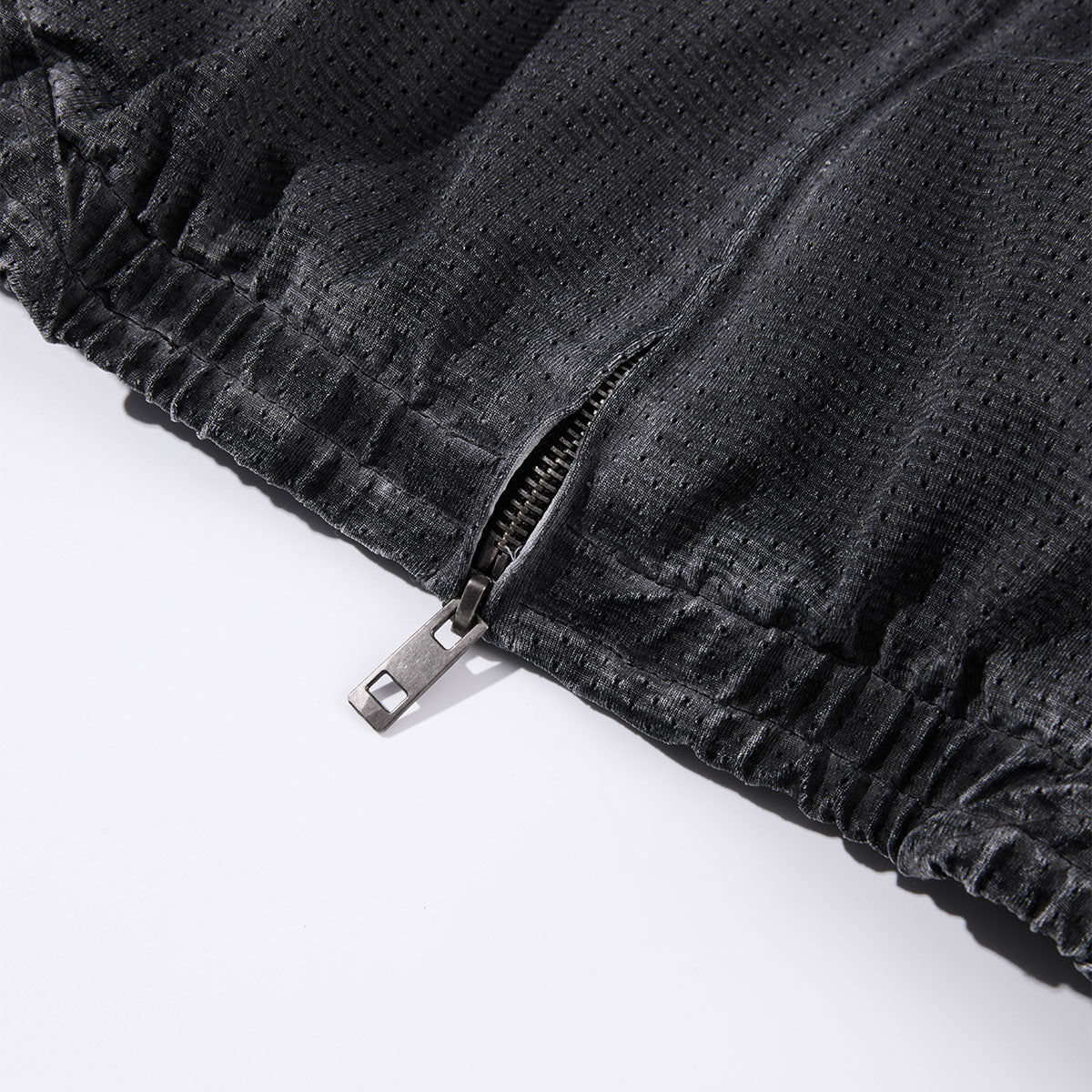 Lightweight Mesh Stand Collar Elastic Hem Zip Jacket